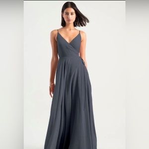 NWT Jenny Yoo James Luxe Chiffon Dress in Storm